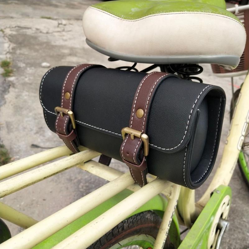 Motorcycles Handlebar Bag Saddlebag, Leathers Handmade Motorcycles Fork Bag Roll, Durable Storage Tool Pouch with Straps