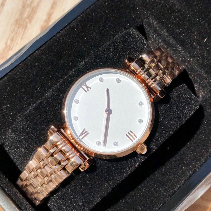 Armani AR11092 Women's Moon Phase Quartz Watch, High-End Fashionable Waterproof Steel Band with Pearl Accents