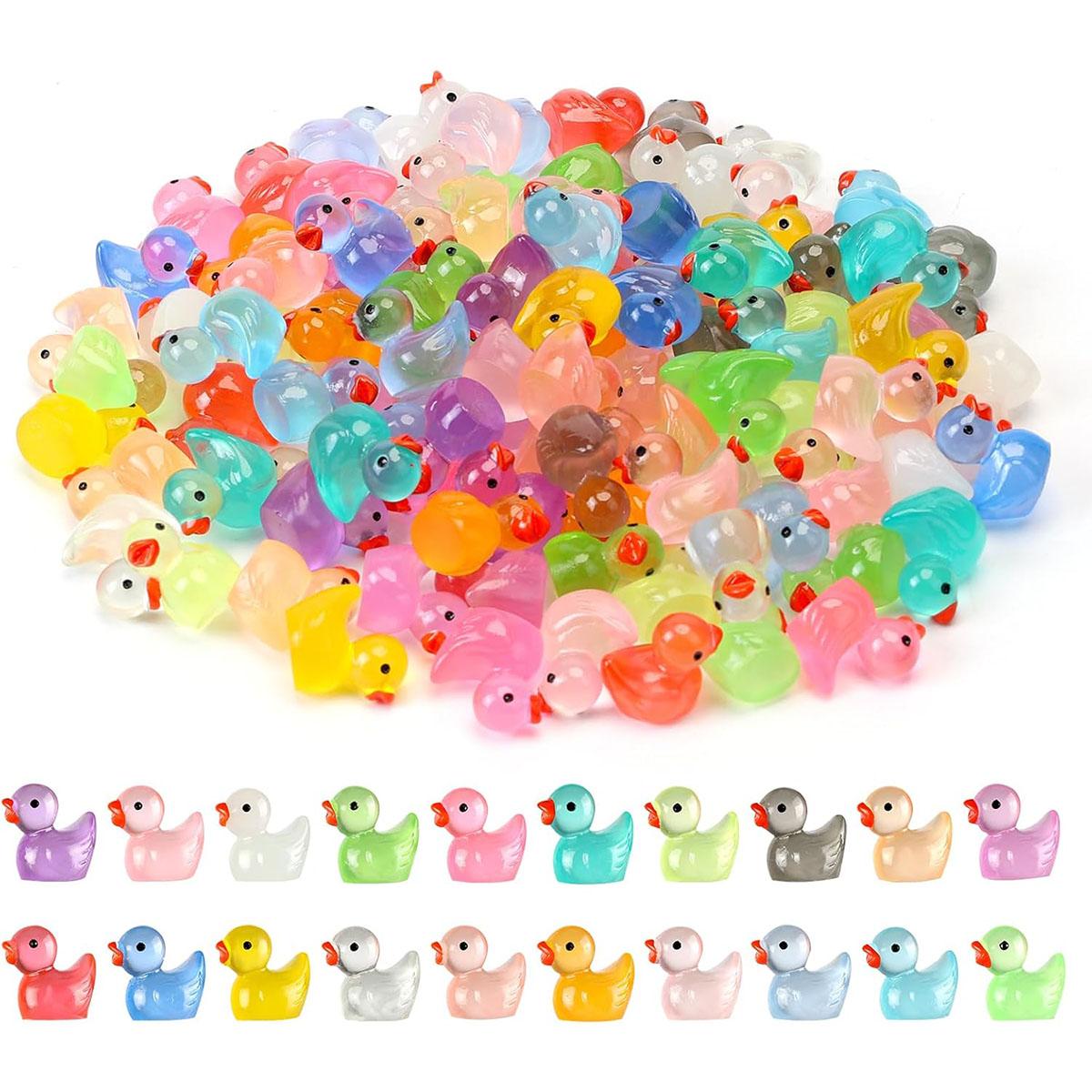 

10/20pcs Luminous Mini Ducks Tiny Duck Glow in The Dark Small Miniature Figures for DIY Fairy Garden W12105WW-