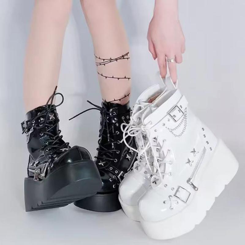 Gothic Platform Vampire Women Mid Calf Boots Winter Women Boots Shoes