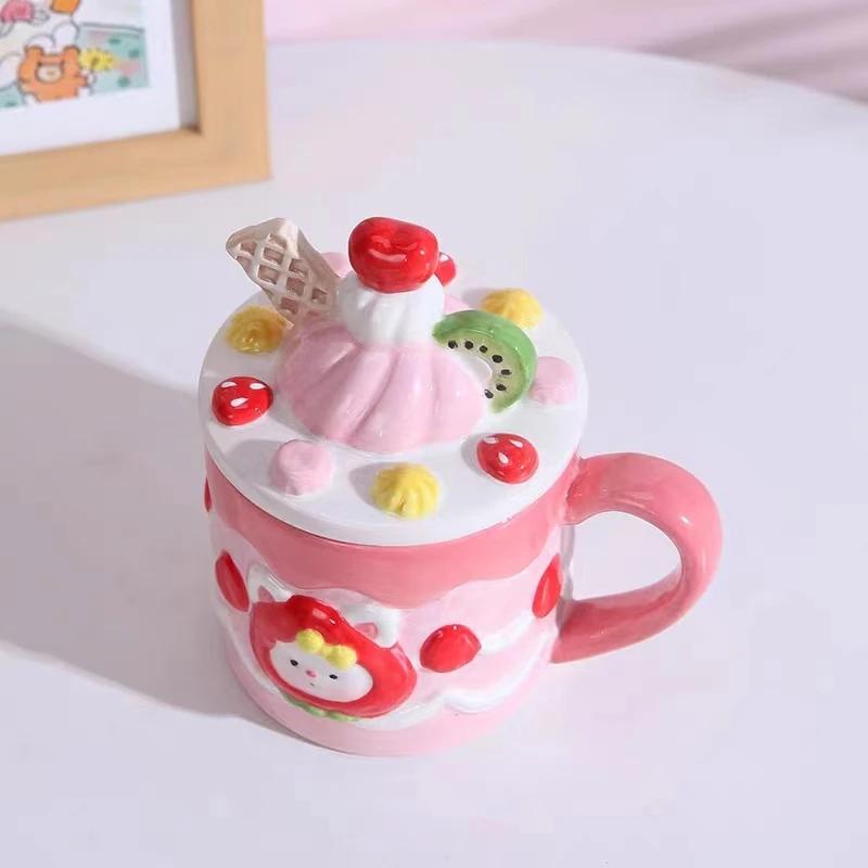 Creative Strawberry Cookies Ceramic Mug Cute Candy Salt Jar Wedding Tea Set Birthday Gift Home Decoration Accessories