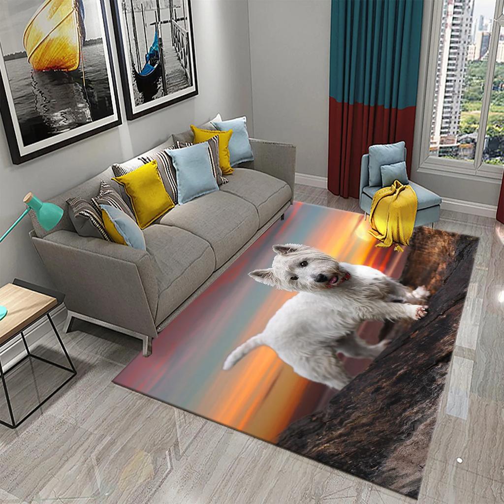 West Highland White Terrier Hund Teppich Niedlicher Welpe Tier Badezimmer Küche Schlafzimmer Anti-Rutsch Teppich Eingang Toilette Fußmatte