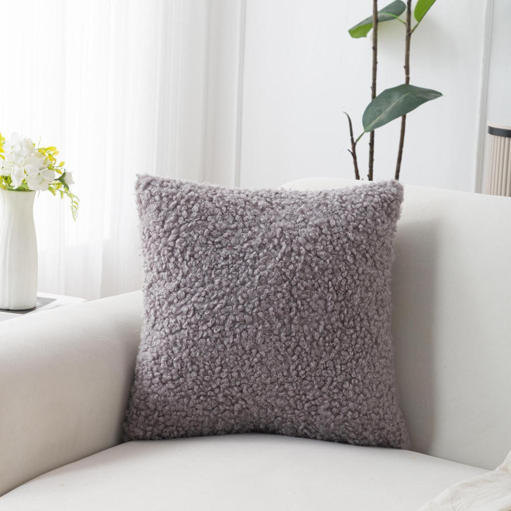 Solid Color Plush Pillow Cover Teddy Velvet Thicke Pillowcase Ultra-Soft Modern Minimalist Sofa 40/45cm Cushion Cover Home Decor