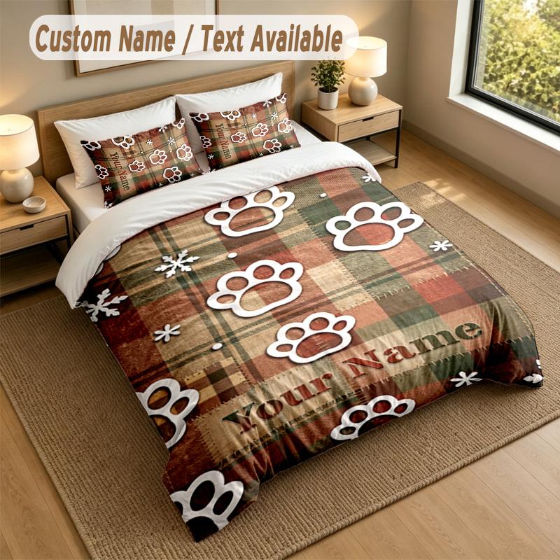 Dog Theme Personalized 3Pcs Bedding Set Custom Text & Name 1 Sheet 2 Pillowcases Household Bedding 1pc