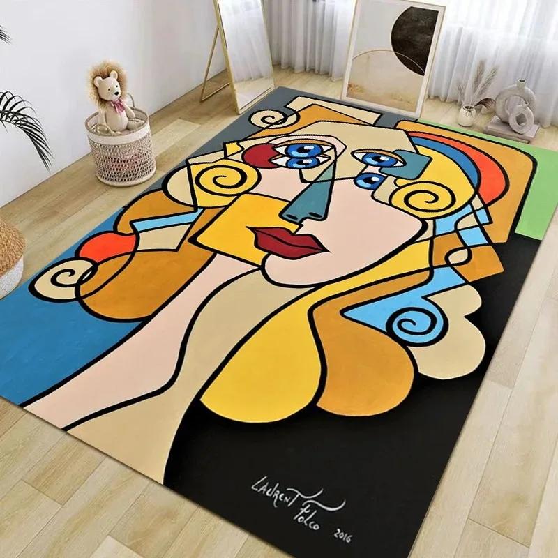Picasso Abstract Style Painting Printed Carpet Fashion Non-slip Rug Living Room Bedroom Bathroom Kitchen Door Mat Decor Gift