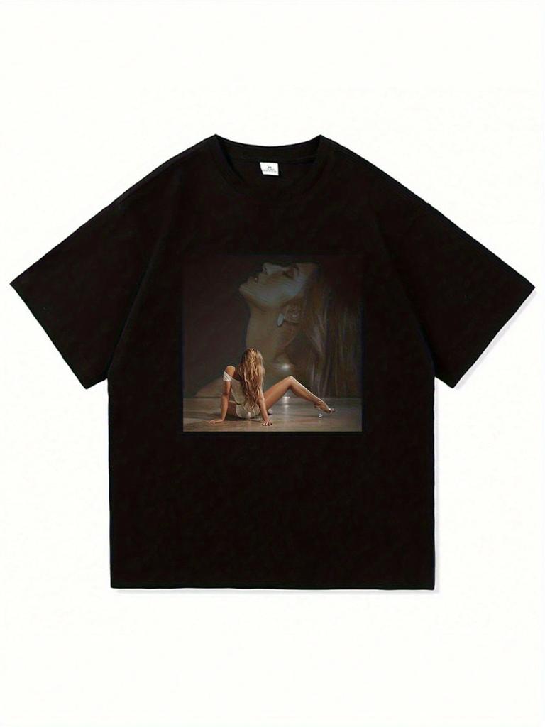 Tate McRae So Close Pattern TShirt Black Retro Dance Art Print Unisex Cotton Casual Summer ShortSleeve oversized t shirt