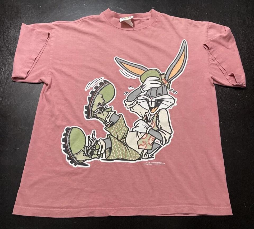 Vintage 1994 Looney Tunes Bugs Bunny T-Shirt, Pink, Size: Large L