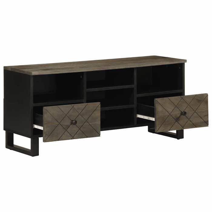 VidaXL Meuble TV noir 100x33x46 cm bois massif de manguier, banc TV, meuble télé, meuble multimédia, buffet TV, meuble hifi, 4017702