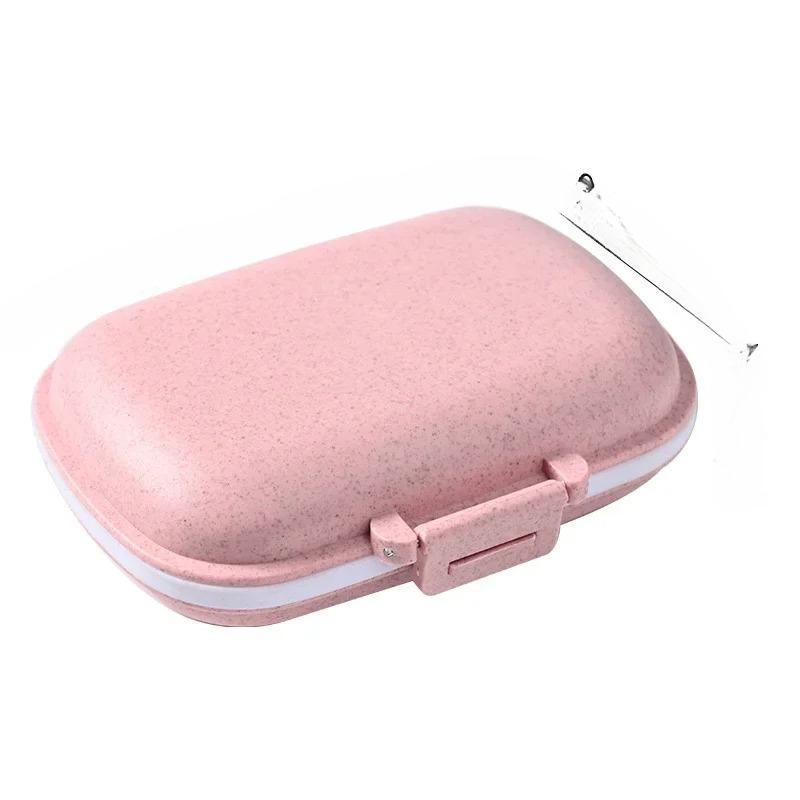 Tablets Wheat Organizer 8 Grids Pill Box Straw Container For MedicinesTravel With Seal Ring Small Box For Container For Tablets