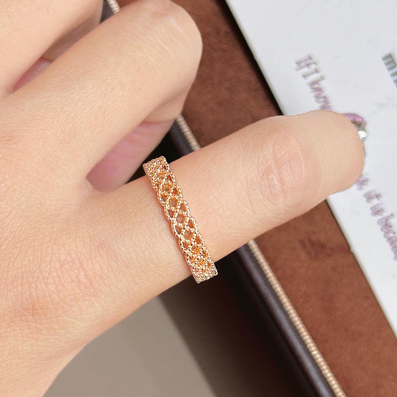 Xiaohongshu золотое полое открытое кольцо тренд нишевое простое кольцо ветреное кольцо