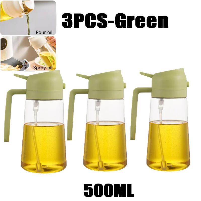 2 i 1 Häll Spray Spruta Kök Fritös Luftspray Oljedispenser Flaska för Olivolja Matlagning Fritering Grillning Camping Stor Kapacitet