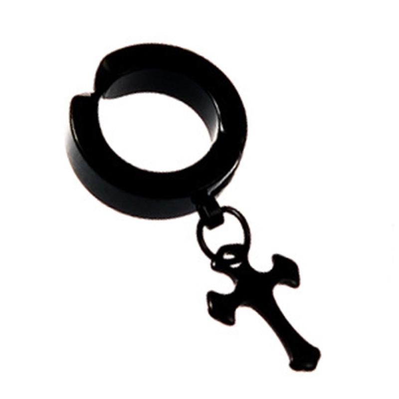 RUI RUI YU Fashion Rockový hypoalergénny doplnok do uší z titánovej ocele v tvare kríža