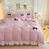 Class A Maternal And Infant Grade Girl Wind Princess Wind Seersucker Bed 4Pcs Set Of Bubble Cotton Lace Four Pieces