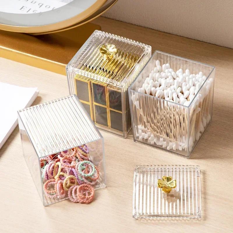 Cotton Swabs Cosmetic Cotton Storage Box Desktop Dresser Dustproof Transparent Makeup Remover Cotton Lipstick Cosmetic Box