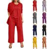 Conjunto de Tres Piezas para Viaje para Mujer, Cardigan de Corte Relajado, Top sin Mangas y Pantalones de Pierna Ancha, para Uso Casual en Verano