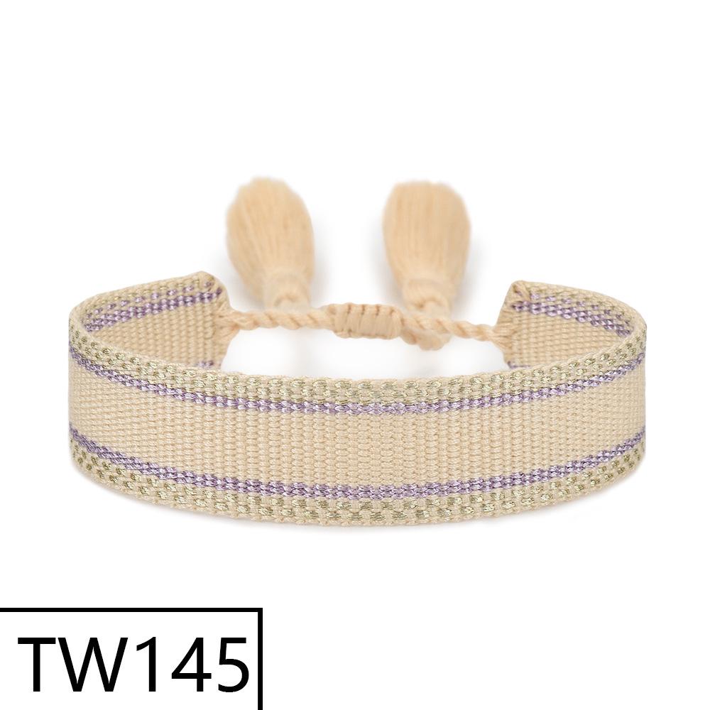 Customizable Handmade Bohemian Tassel Bracelet with Embroidered Logo - European & American Ethnic Friendship Style