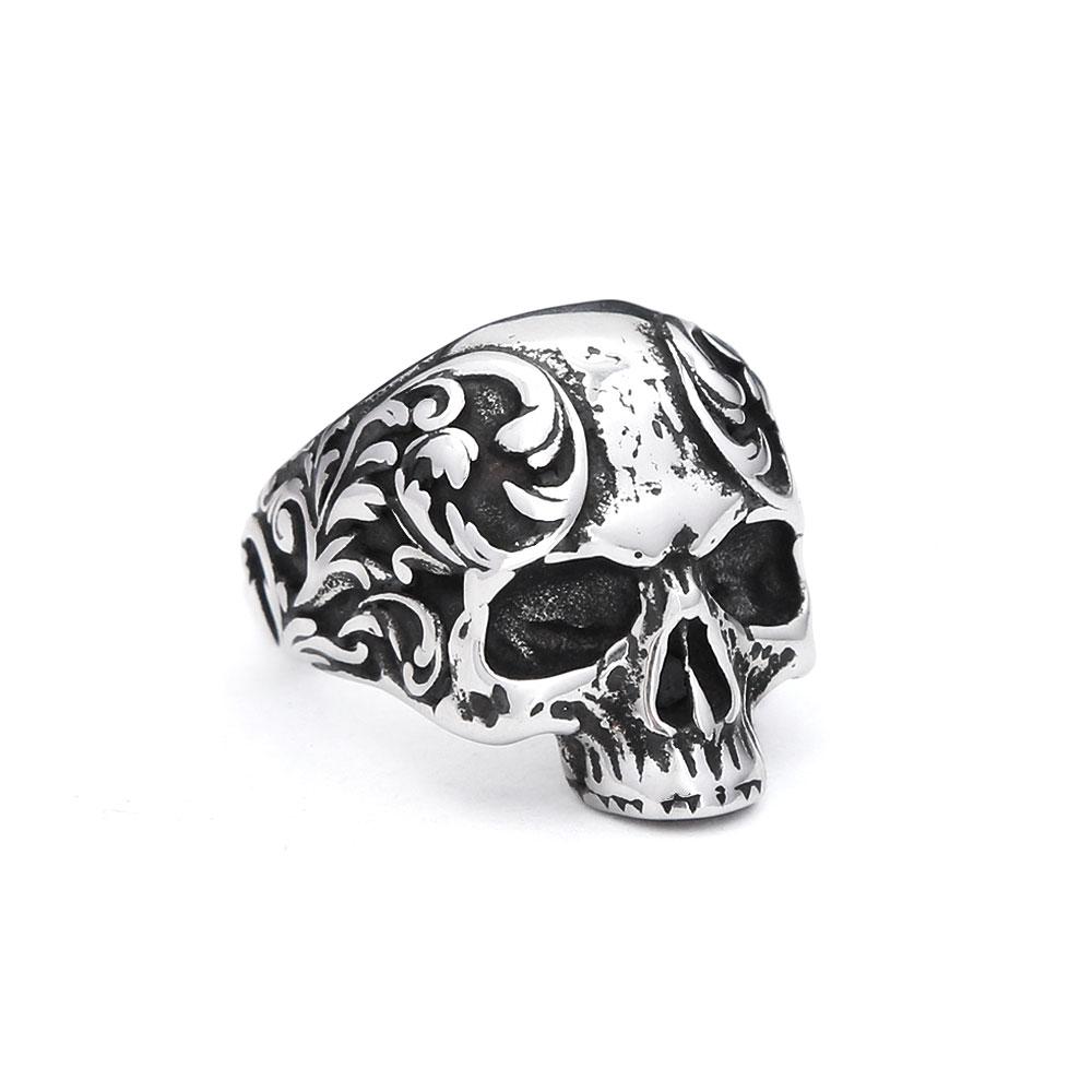 Vintage Gothic 316L Stainless Steel Skull Rings For Men Women Punk Hip Hop Motorcycle Band Jewelry Halloween Gifts