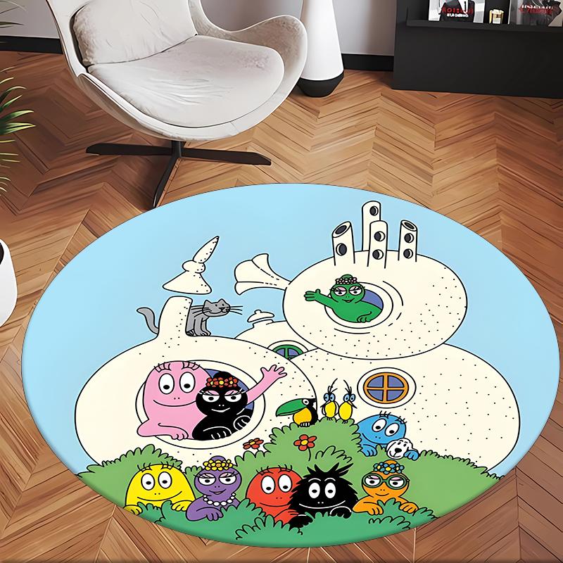 Barbapapa (1) Round Office Rug Decorative Floor Rug for Office Bedroom Living Room and Home Space