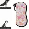 Watercolor Pink Hearts Print Soft Eyeglasses Sunglasses Case, Portable Lightweight Fabric Eyewear Pouch, Protective Glasses Holder for Travel Daily