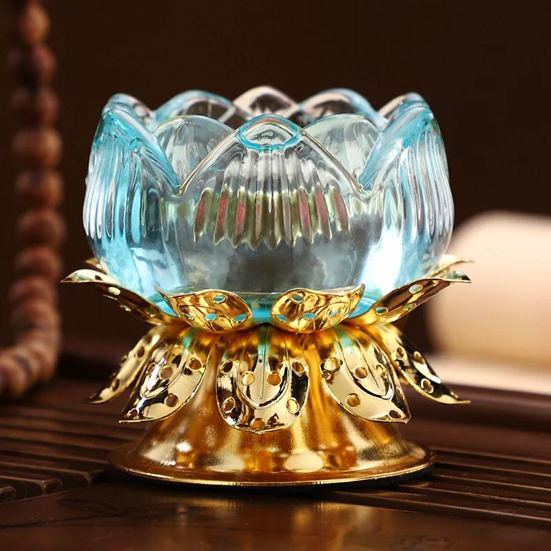 1pc Water Glazed Lotus Flower Metal Candlestick Household Sacrificial Supplies Buddhist Temple Supplies Pray for Auspiciousness