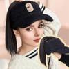 Synthetic Natural Straight Hair Ponytail Extension Wig Black Plush Shade Baseball Cap All-in-one Easy To Wear Hat Wig