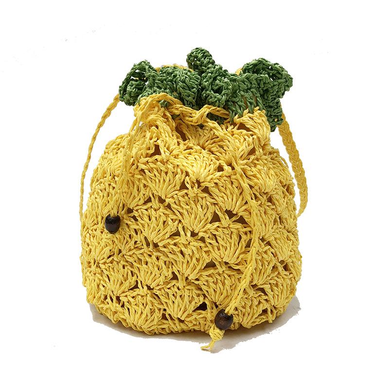 

Niche design woven straw bag women s 2026 spring new personalized pineapple bag shoulder messenger bag 23*2*28 жёлтый