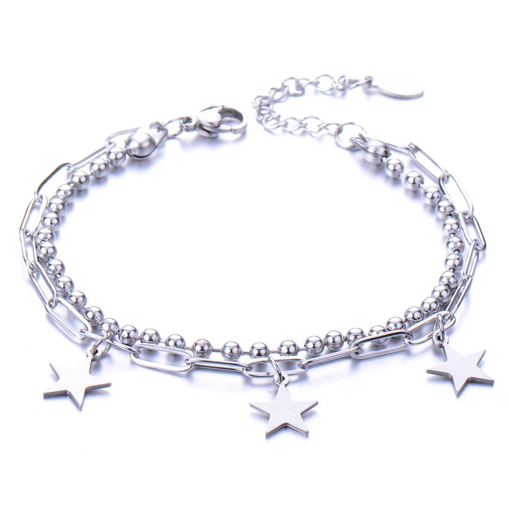 European and American simple personalized bell double-layer titanium steel bracelet spot men and women couple jewelry women's trend fashion jewelry