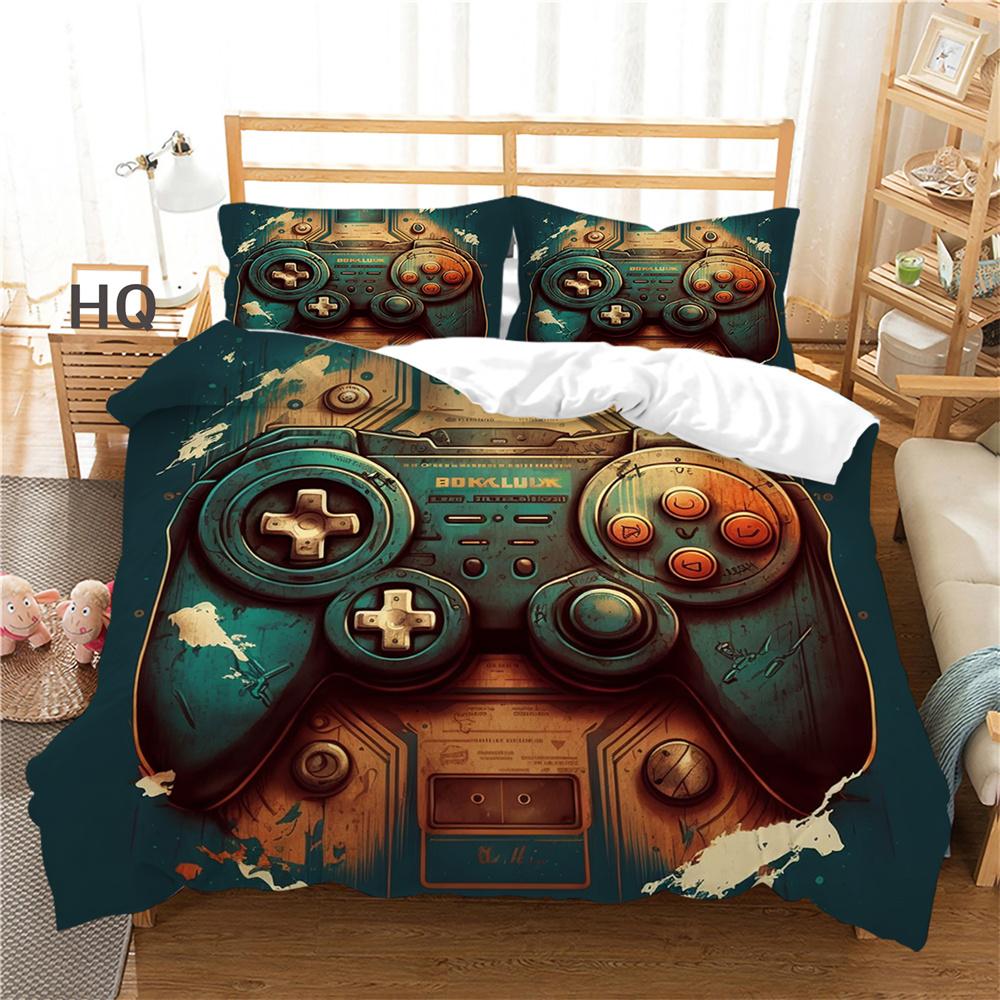 Capa de Cama Estampada de Console de Jogo 3D Poliéster Conjunto de Capa de Edredom Tamanho Solteiro Moda Cool Conjunto de Cama para Casa