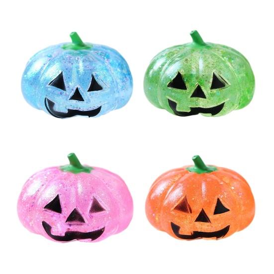 Slow Rebound Pumpkin Toys 1/4Pcs Halloween Stress Relief Toy, Smiling Head Squeeze Toy Clear Glitter Office Desk for Relieve Anxiety