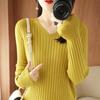 Women Autumn Winter Sweaters  V-neck Cashmere Sweater Elegant Knitted Pullover Tops