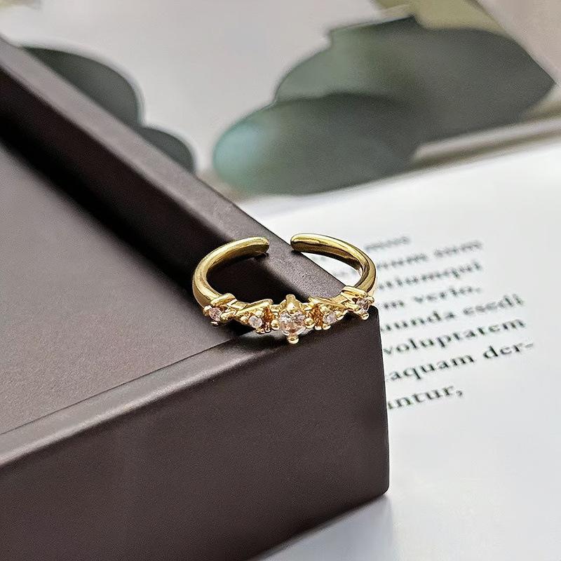 Medieval French Retro Full Diamond Open Ring Fashion High Sense Temperament Niche Design Exquisite Diamond Accessories Women