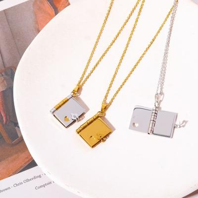 Book Pendant Necklace Women's Sweater Chain Necklace Opening And Closing Book Dangle Jewelry Accessory for Dating Daily Wear Banquet