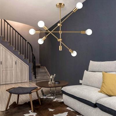4/6 Lights Nordic Lamp Vintage Chandelier Lighting Edison Light Fixture Lustre Pendant Lights  Copper Plating Paint Ceiling Light Hang Lamp