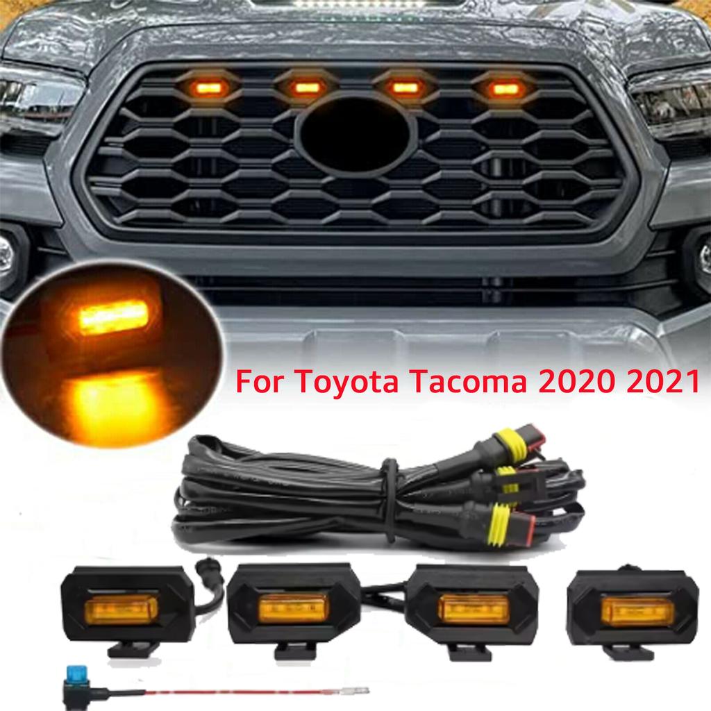 4PCS Car LED Front Grill Light For Toyota Tacoma Raptor TRD Off Road Sport 2020 2021 External Grill Lamp LED Grille Lights