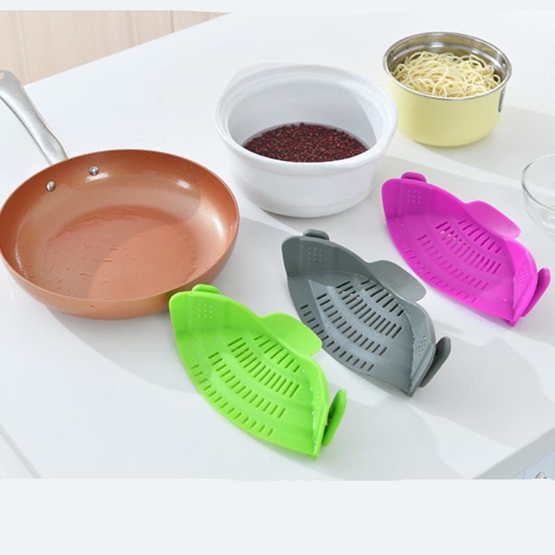 New Wide Mouth Silicone Drain Pot Edge Drain Household Noodles Vegetable Pouring Filter Anti Spill and Leak Filter Kitchen Supplies