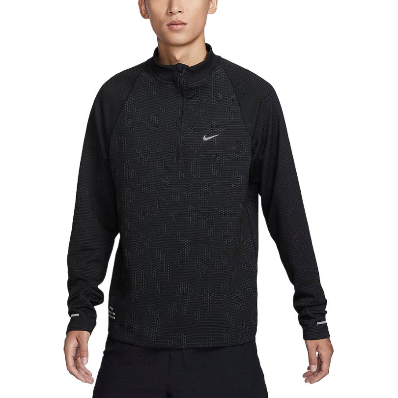 Nike Pinnacle Running Division Fashion Comfortable Versatile Solid Color Half Zip Pullover Sweatshirt Men sweatshirt Black FZ1122010