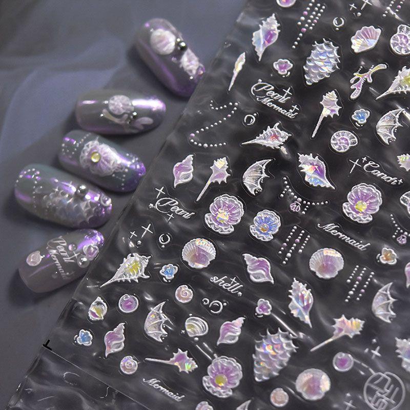 

Shell Light Ocean Pearl Conch Nail Art Sticker Tomoni Relief 5D Dream Japanese Style Nail Sticker Decorations Pearl shell 3978((Shell light))