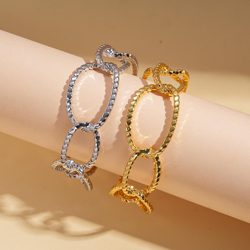 18K real gold electroplated metal feeling oval texture open bracelet bracelet bracelet