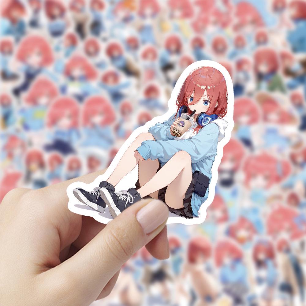6 Fogli, 103 Adesivi Anime Unici di Nakano Miku - Belle Ragazze 2D e Design Loli Carini