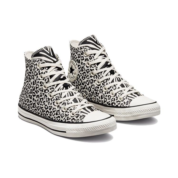 Converse Chuck Taylor All Star Mix Leopard Print High Top Canvas Sneakers Women Sneakers White Black A03730C