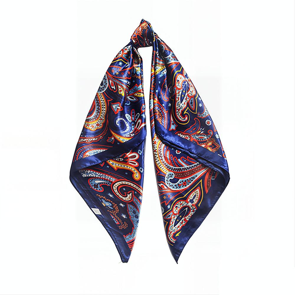 90cm Cashew-print scarf for women, headscarf, faux silk, two-tone print, large scarf
