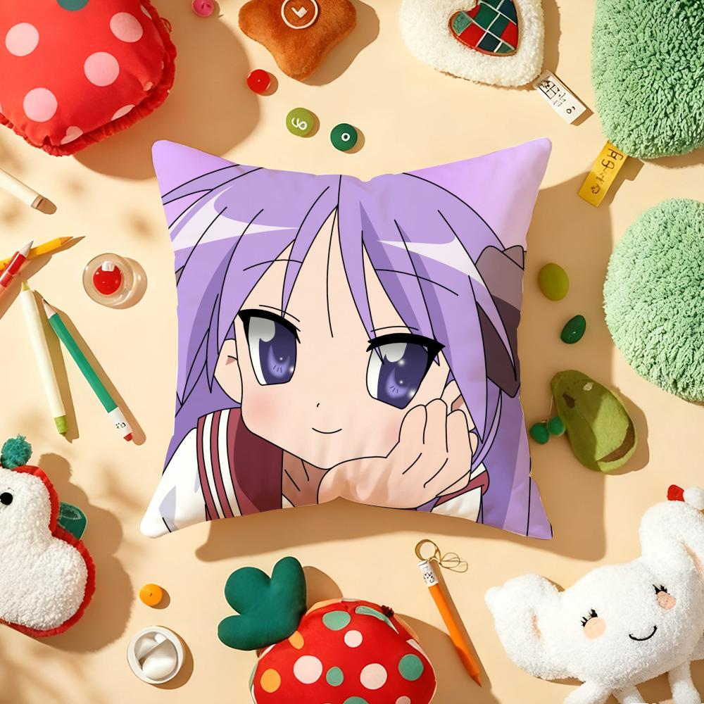 Anime L-Lucky Star Pillow Case Plush Fabric Soft Double-Sided Printed Sofa Warm Winter Home Gift Cushion Cover