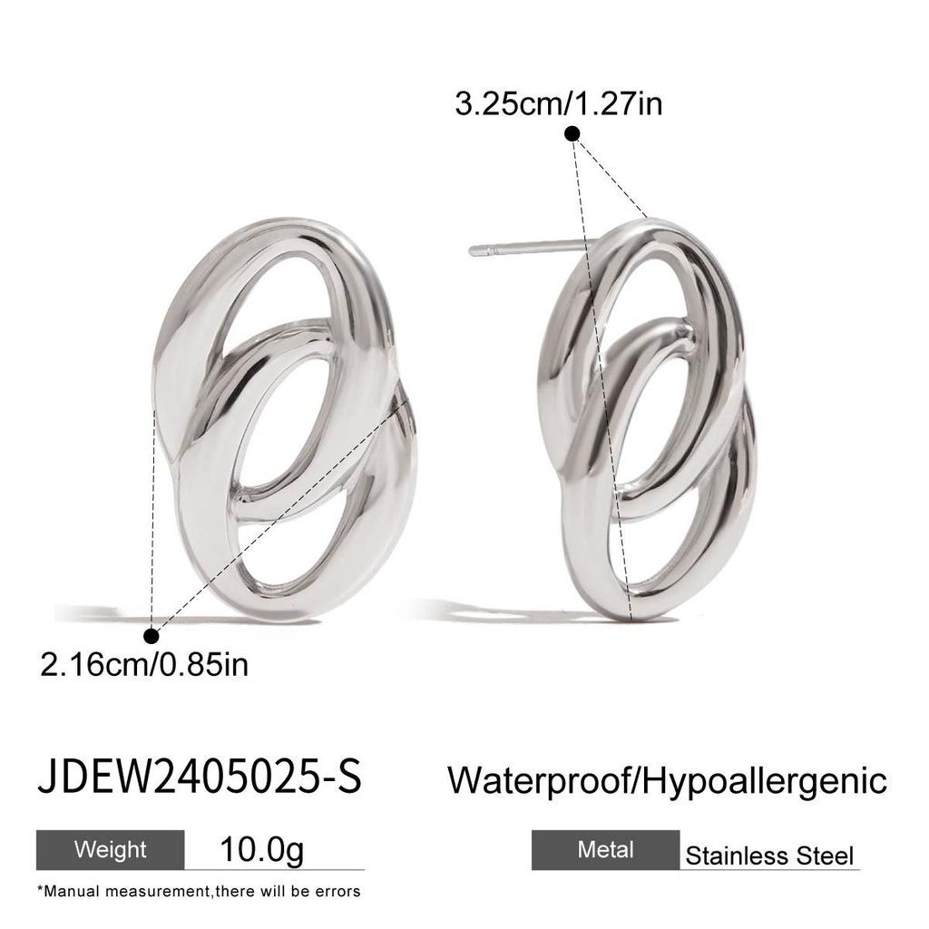 Jiedin European and American circle stud earrings stainless steel earrings earrings do not fade titanium steel jewelry
