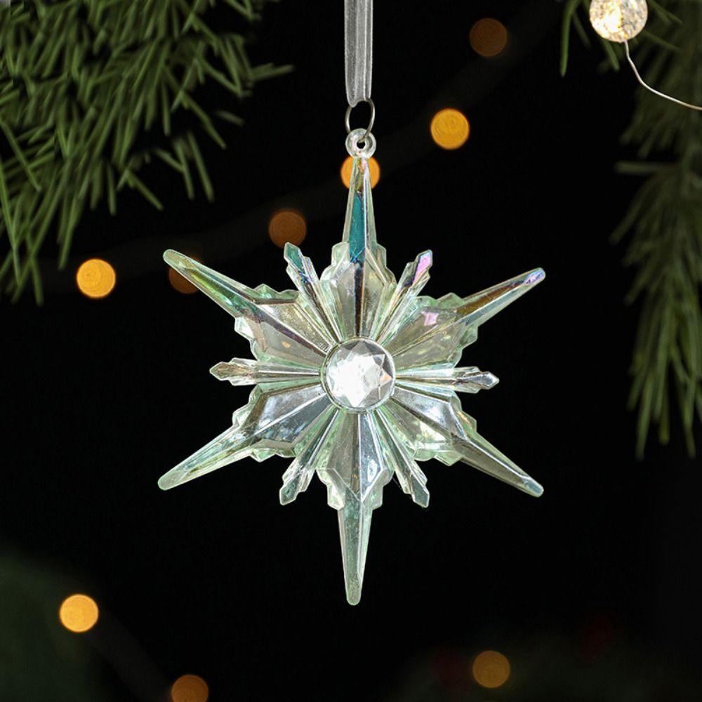Shiny Christmas Tree Snowflake Pendant Acrylic Elk Xmas Ornament Hangging Party Supplies Christmas Tree Decorations New Year