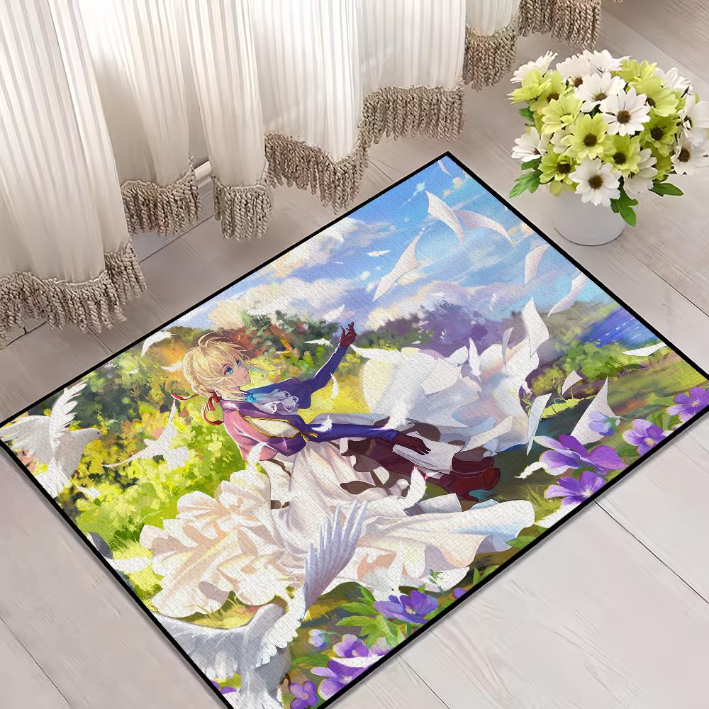 Hot Anime Violet Evergarden Door Mat Welcome Entrance Balcony Bathroom Floor Non-slip Rug Bedroom Carpet Home Decoration