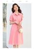 26 year new summer casual high-end shirt skirt, mid length skirt, waist cinching elegant short sleeved skirt, A-line skirt, dress, skirt
