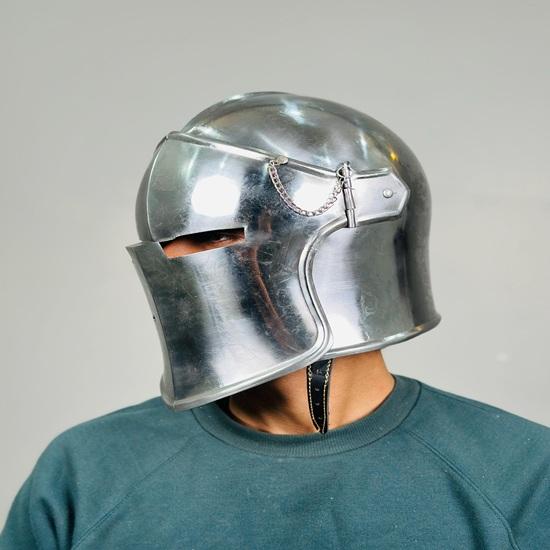 Barbuta Helmet Medieval 18g Mild Steel LARP Cosplay Halloween Costume Barbuta Visored Warrior Helmet Best Gift