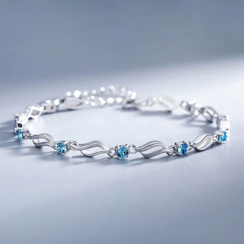 Ocean Blue Geometric Bracelet Women Jewelry Copper Decoration Gifts Fashion