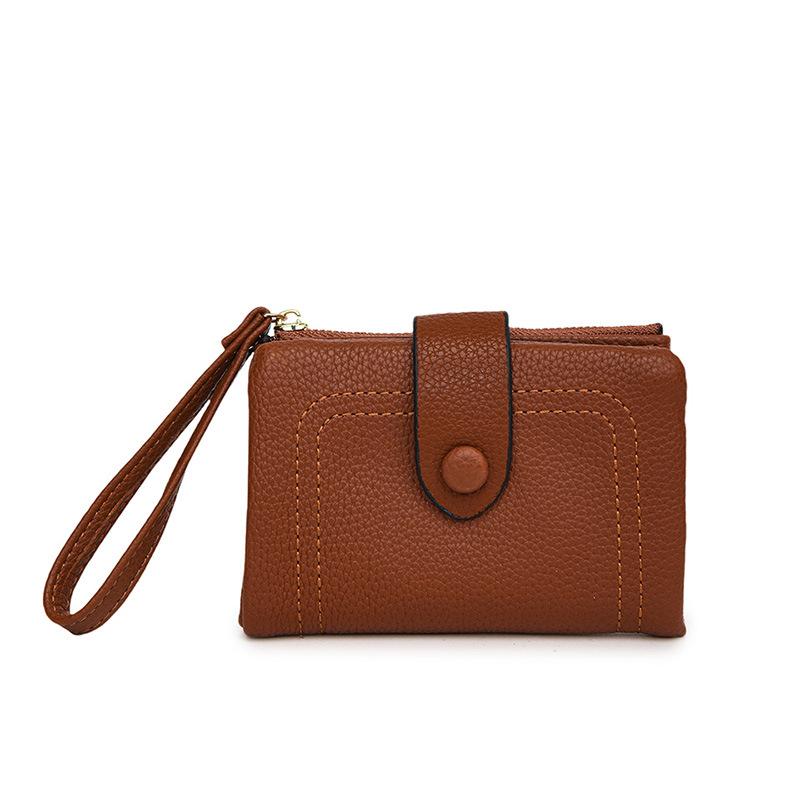 

Новый текстурированный короткий кошелек большой вместимости модный складной маленький кошелек многокарточный кардхолдер коричневый
