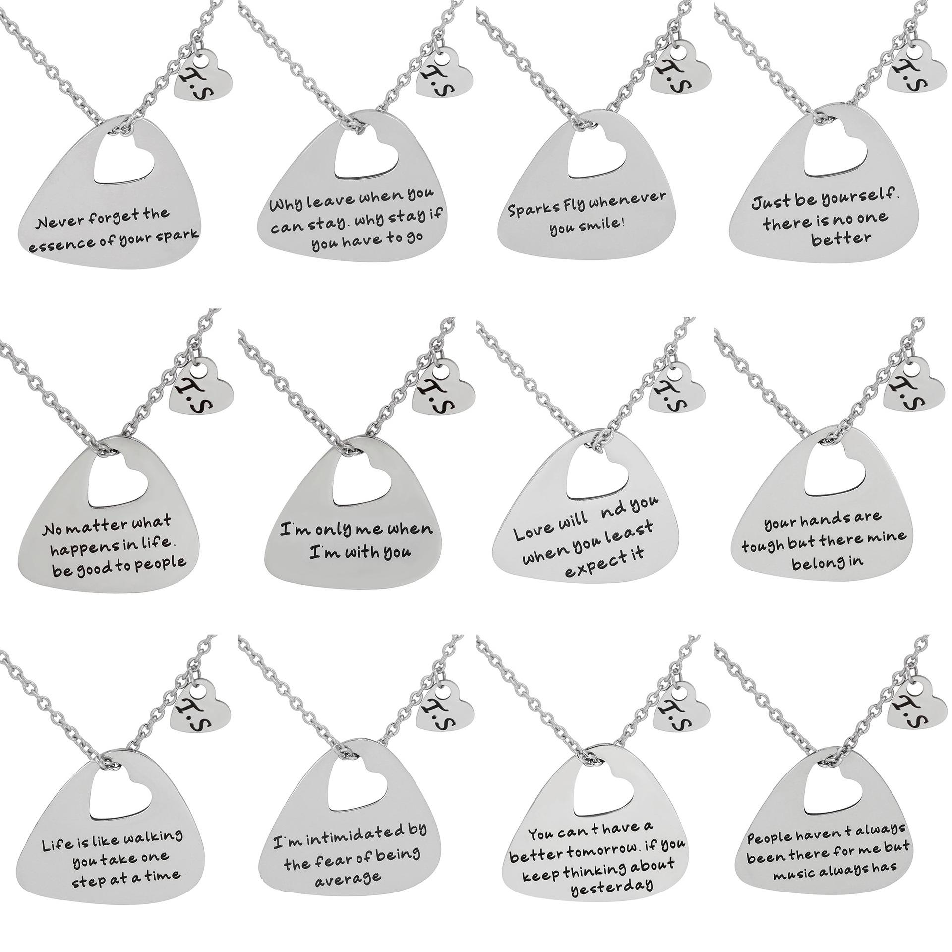 Taylor Swift Hollow Heart Pendant Necklace - Swiftie Inspiration серебряный